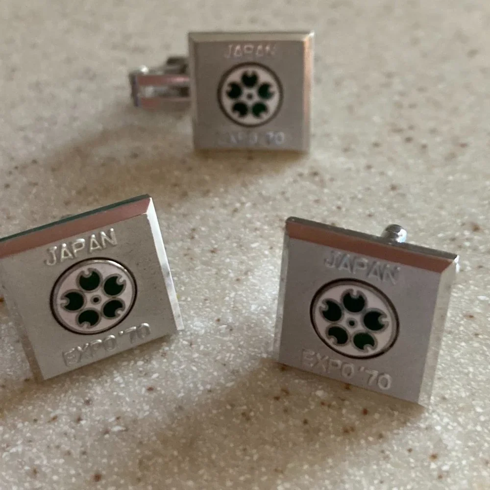 Tie Clip with Cufflinks Set Japan 1970 Collectible Vintage